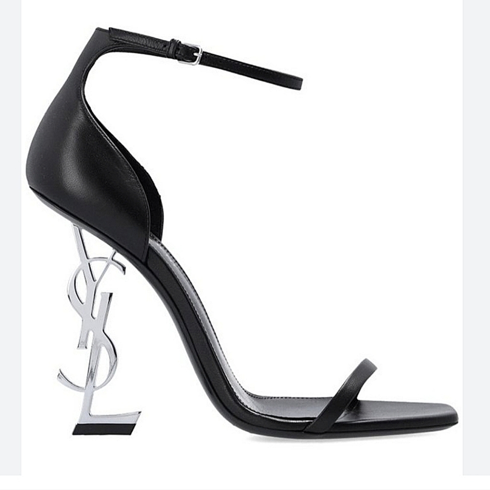 NEW$1290 Yves Saint Laurent Opyum YSL Black Silver Ankle 110 Heel Sandal Sz 9.5 - Picture 3 of 16